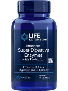 Kenay Enzymy - Enhanced Super Digestive Enzymes with Probiotics LifeExtension (60 kapsułek) Amylaza Lipaza