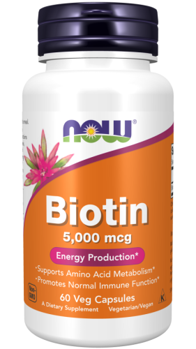 NOW Foods Biotin 5,000 mcg  5mg Veg Caps Biotyna