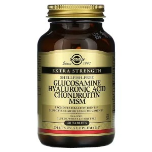 Solgar, Glucosamine Hyaluronic Acid Chondroitin MSM, 60 Tabl glukozamina kwas hialuronowy