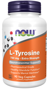 NOW Foods L-Tyrosine 750 mg, Extra Strength Veg Caps Tyrozyna