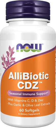  NOW Foods AlliBiotic CD 60 Softgels cynk d3 oliwka - oregano, czosnek  