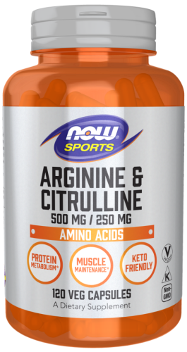 NOW Foods Arginine & Citrulline 500 mg / 250 mg Veg Caps Arginina Cytrulina citrulina