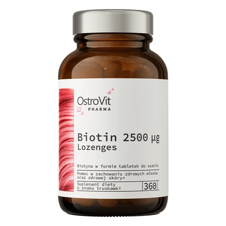 OstroVit Pharma Biotyna 2500 µg do ssania 360 tabletek truskawkowy