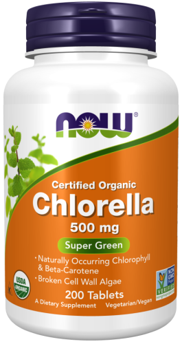 NOW Foods Chlorella 500 mg, Organic Tablets 200 
