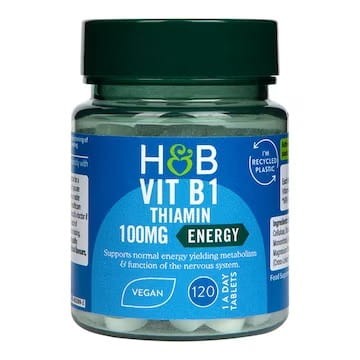 Holland & Barrett Vitamin B1 + Thiamine 100mg 120 Tablets Witamina B1 Tiamina