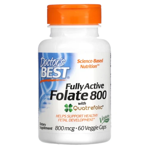 Doctor's Best Fully Active Folate 800, 800 mcg, 60 Veggie Caps Folian Kwas foliowy
