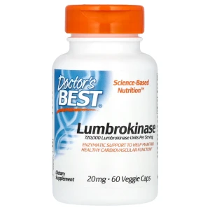 Doctor's Best Lumbrokinase, 20 mg, 60 Veggie Caps Lumbrokinaza  układ krążenia enzymy