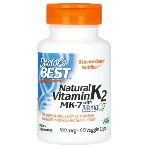 Doctor's Best Natural Vitamin K2 MK-7 with MenaQ7, 100 mcg, 60 Veggie Witamina K2
