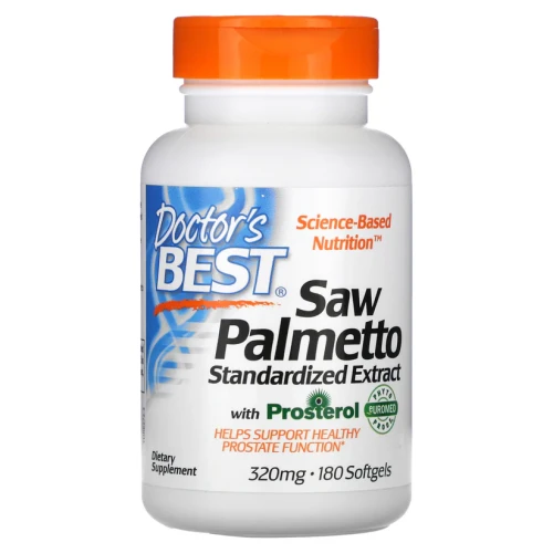 Doctor's Best Saw Palmetto, Standardized Extract, 320 mg, 180 Soft Palma sabałowa