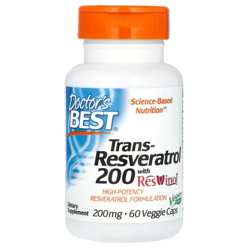 Doctor's Best Trans-Resveratrol 200 with Resvinol, 200 mg, 60 Veggie Caps Resweratrol
