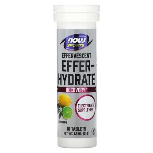 NOW Foods, Sports, Effer-Hydrate, cytrynowo-limonkowy, 10 tabl Elektrolity Potas Magnez Wapń Sód (1)
