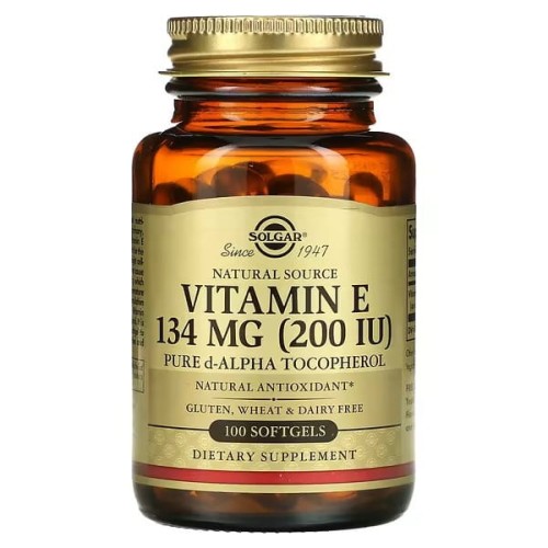 Solgar, Witamina E, pochodzenia naturalnego, 268 mg (200 j.m.), 100 kapsułek 