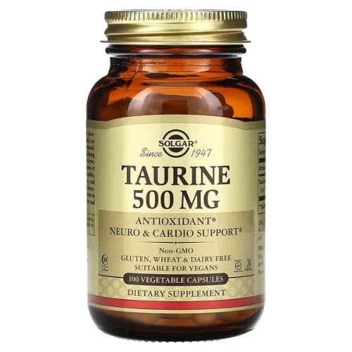 Solgar, Taurine, 500 mg, 100 Vegetable Caps Tauryna