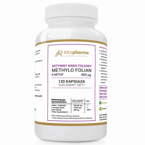Alto pharma AKTYWNY KWAS FOLIOWY 400µg METHYLO FOLIAN 5-MTHF PRODUKT WEGE 120 kapsułek