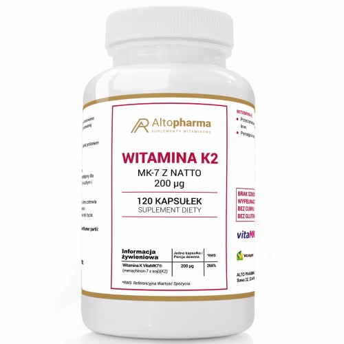 Alto pharma WITAMINA K2 vitaMK7 200µg NATURALNA PRODUKT WEGE 120 kapsułek
