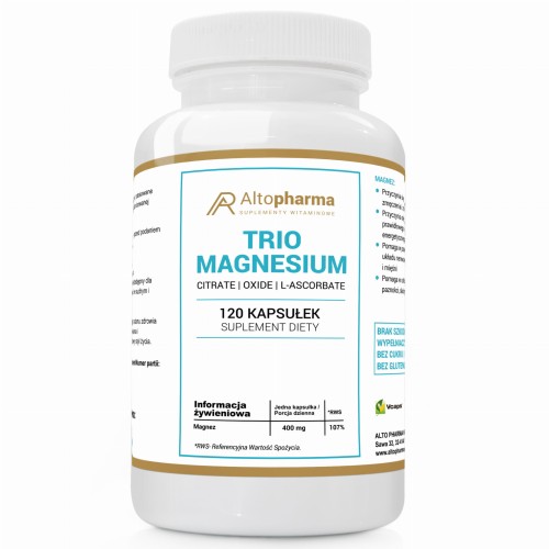 Altopharma MAGNEZ TRIO MAGNESIUM 400mg ORYGINAŁ PRODUKT WEGE 120 kapsułek