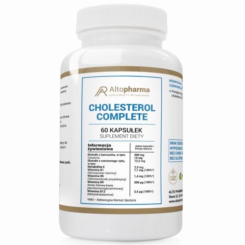 Alto pharma CHOLESTEROL  60 kaps COMPLETE MONAKOLINA K B1 B6 B9 B12 PRODUKT WEGE 60 kapsułek