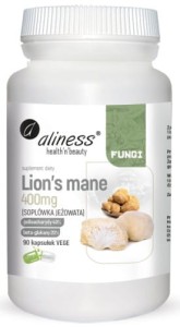 Aliness Lion’s Mane ekstrakt 40/20, 400mg x 90 Vege caps.  lions