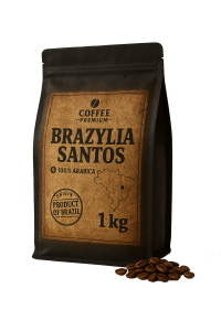 Coffee Premium - Kawa Brazylijska Santos 1kg 100% Arabica Łagodna, niska kwasowość Świeżo Palona