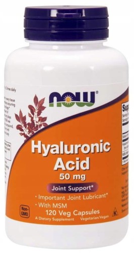 NOW   KWAS HIALURONOWY 50 mg + MSM  120 kapsułek