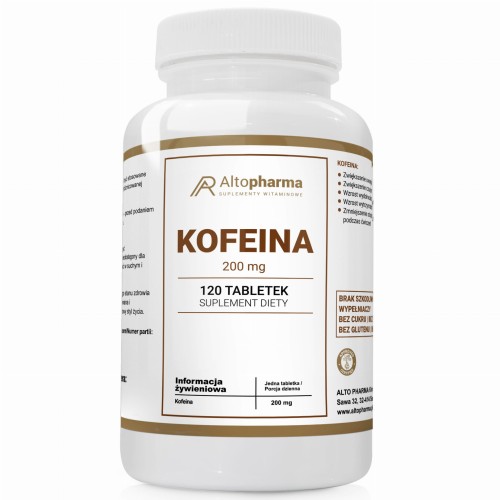 -50% Alto pharma KOFEINA 200mg PAMIĘĆ KONCETRACJA PRODUKT WEGE 120 tabletek (1) ważność do 30.06.2026