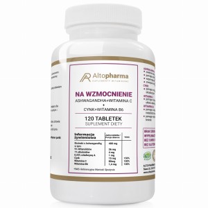 -40% Alto pharma NA WZMOCNIENIE Ashwagandha + Cynk + Witamina C+ Witamina B6 120 tabletek (1) ważność do 30.05.2026