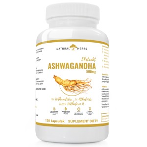 Altopharma ASHWAGANDHA  500mg 9% WITANOLIDÓW + PREBIOTYK PRODUKT WEGE 120 kapsułek ŻEŃ-SZEŃ INDYJSKI
