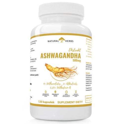 Altopharma ASHWAGANDHA  500mg 9% WITANOLIDÓW + PREBIOTYK PRODUKT WEGE 120 kapsułek ŻEŃ-SZEŃ INDYJSKI