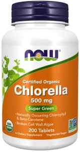 -50% NOW Foods Chlorella 500 mg, Organic Tablets 200  (1)  waznosc do 30.05.2026 wyprzedaz