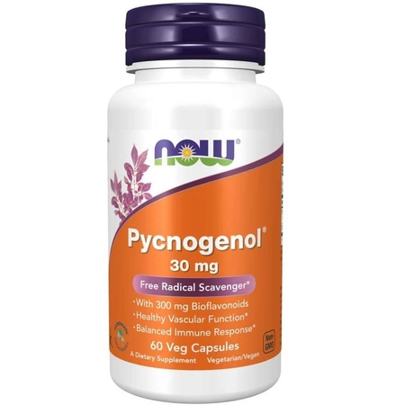 -50% Now Foods Pycnogenol 30 mg 60 kapsułek ekstrakt z kory sosny francuskiej (1)  wyprzedaż ważność 30.06.2026