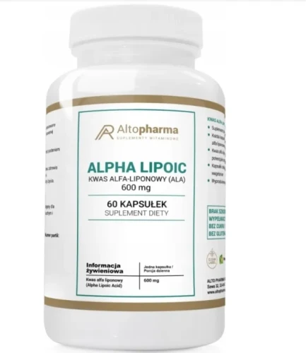 -50% Alto pharma ALPHA LIPOIC KWAS ALFA - LIPONOWY (ALA) 600mg MEGA DAWKA PRODUKT WEGE 120 kapsułek (1)