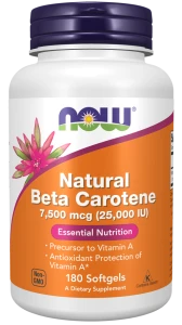-50%  NOW Foods naturalny beta karoten – 180 kaps  (1) wyprzedaż ważność do 30.07.2026