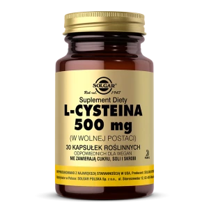 -60% Solgar L-cysteina 500 mg  / 30 kaps cysteina (1) wyprzedaż , ważność 31.07.2026