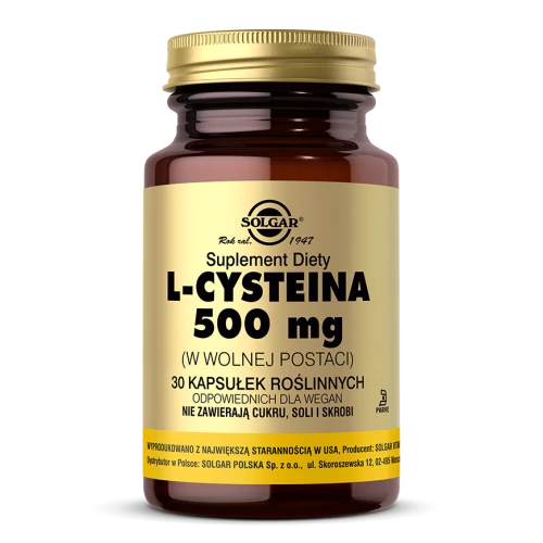 -60% Solgar L-cysteina 500 mg  / 30 kaps cysteina (1) wyprzedaż , ważność 31.07.2026