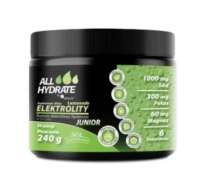-33% Aliness ALLHydrate, Elektrolity JUNIOR Lemonade 240g, 50 porcji (1) wyprzedaż ważność  31.08.2026