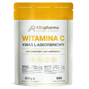 -50% AltoPharma WITAMINA C W PROSZKU 500 gram  100% KWAS L-ASKORBINOWY (1) wyprzedaż ważność 31.08.2026