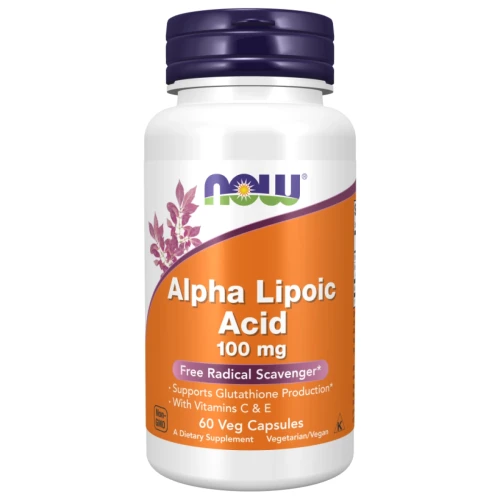 -50% Now Foods ALA  100 mg 60 kaps Kwas Alfa Liponowy - alpha lipoic acid  (1) wyprzedaż ważność 31,08.2026