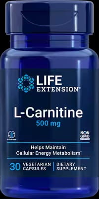 -50% Life Extension L-Carnitine 500 mg, 30 vegetarian L-karnityna (1) wyprzedaż waznosc 30.09.2026