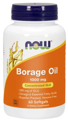 -50% NOW Foods Borage Oil – Olej z ogórecznika 1000 mg – 60 kapsułek (1) wyprzedaż wazność 30.09.2026
