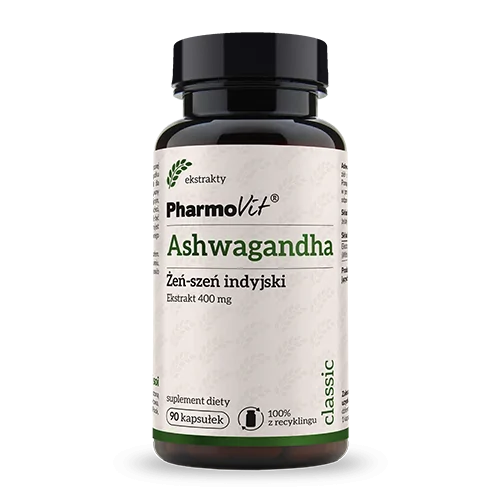 -80% Pharmovit ashwagandha - żeń szeń syberyjski  wyprzedaz waznosc 31.08.2026