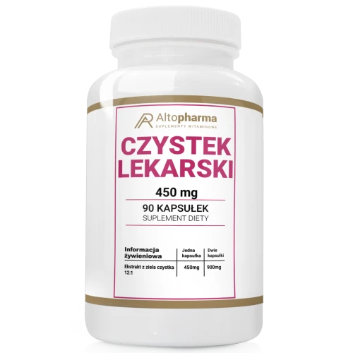 -50% Alto pharma Czystek Lekarski Ekstrakt 450mg ODPORNOŚĆ ANTYOKSYDACJA OCZYSZCZANIE 90 kapsułek (1) wyprzedaz waznosc 30.09.2026