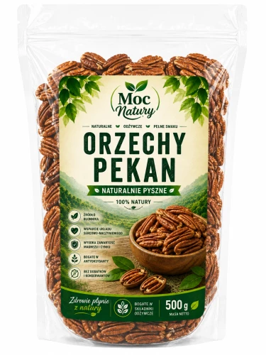 2x Moc Natury Orzechy Pecan Pekan 500g świeże naturalne RPA chrupiące 