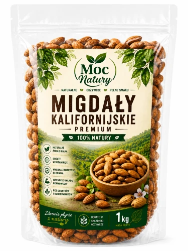 2x Moc Natury Migdały kalifornijskie 1kg 1000g Całe świeże USA 