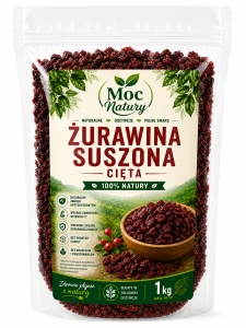 Moc Natury Żurawina suszona 1kg 1000g cięta świeża bez konserwantów