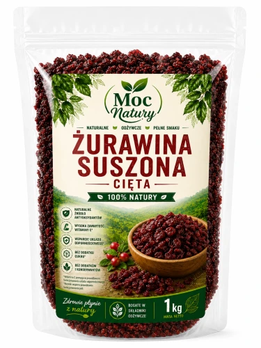 2x Moc Natury Żurawina suszona 1kg 1000g cięta świeża bez konserwantów 