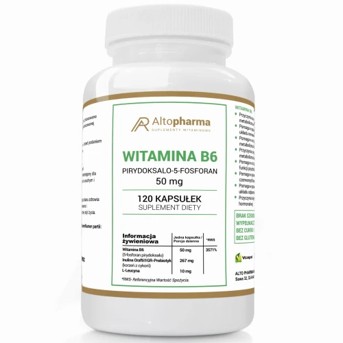 -50% Alto pharma WITAMINA B6 P-5-P 50mg KOENZYMATYCZNA - PRODUKT WEGE 120 kapsułek (1) wyprzeda,z wazność 30.09.2026