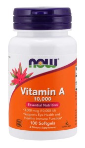 NOW Foods Witamina A 10,000 IU – Witamina A / 100 softgels 