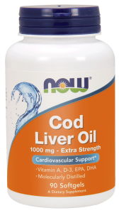  NOW Foods Cod Liver Oil – 1000 mg – 90 softgels  TRAN 