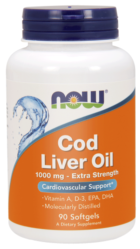  NOW Foods Cod Liver Oil – 1000 mg – 90 softgels  TRAN 